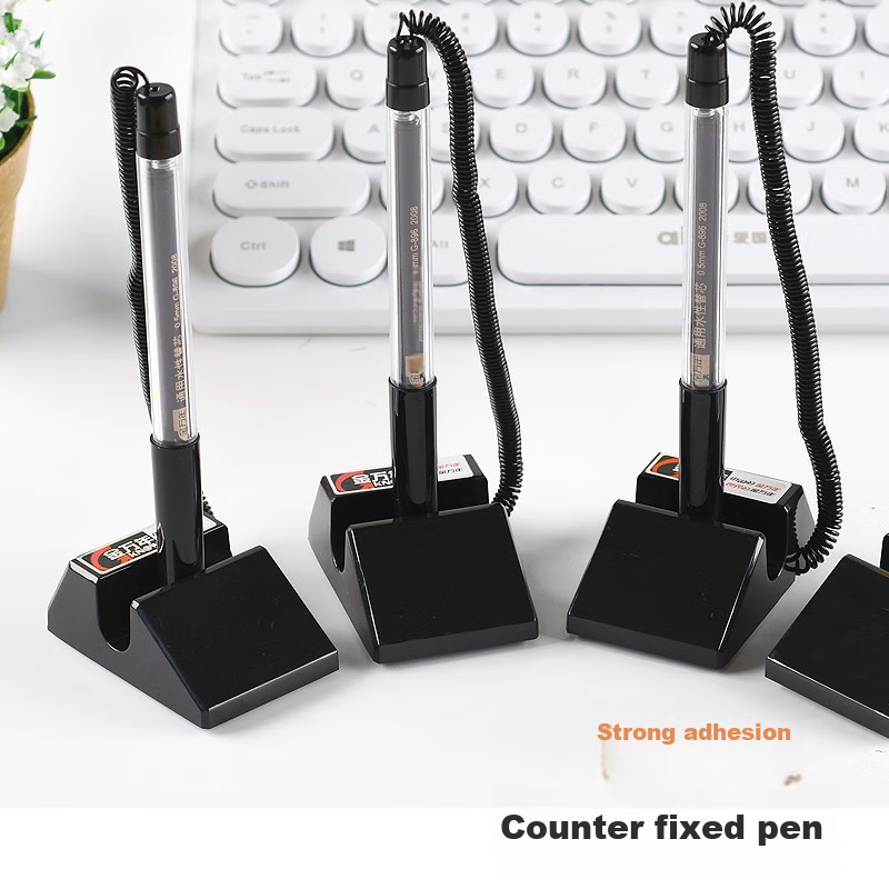 Genvana Black Telephone Fixed Pen Holder, Water-Based Ink Core, Business Office Desk Pen, Signature Pen, Cabinet Desk Surface, Black, 1 Piece, G-377