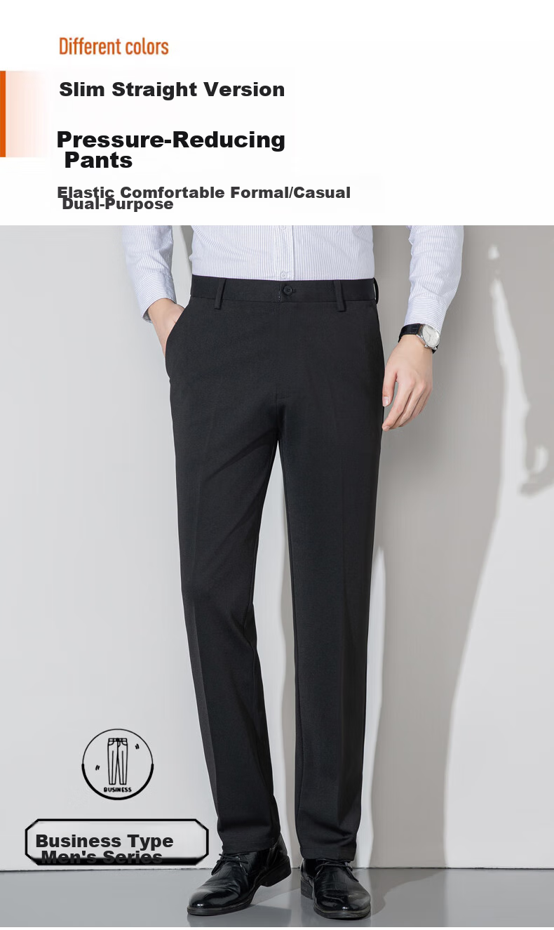 ROMON Men's Dress Pants, Spring And Autumn Professional Business Casual Loose Straight-Leg Trousers, Versatile Long Pants XK903 1