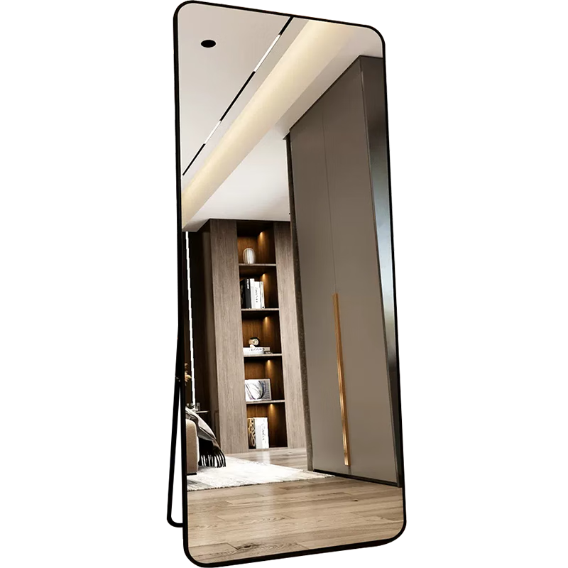 Huakai Star Full-Length Dressing Mirror Floor Standing Wall Mounted Mirror for Home Bedroom Clothing Store Fitting Room JY89 Black 146*36cm