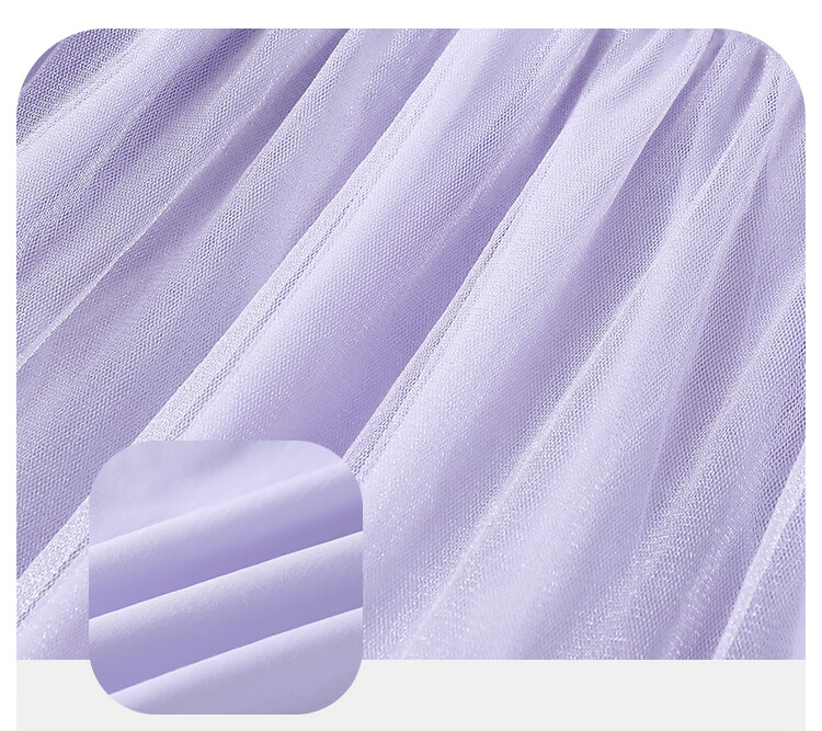 QQ DUCK Girls' Dress, Children's Summer Puff Sleeve Princess Tulle Skirt, Sweet Performance Gown for Teenagers, Purple 1