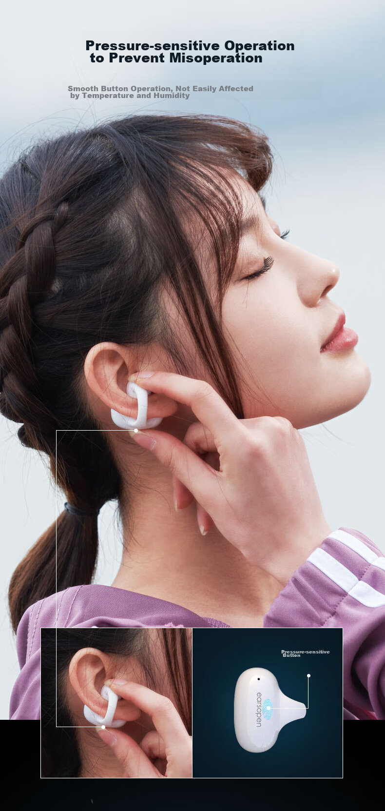 Guling EO SS900 Professional Bone Conduction Bluetooth Headphones, Clip-On Style, Sold by JD, Sports Running Open-Style Non-In Clip-On White 11