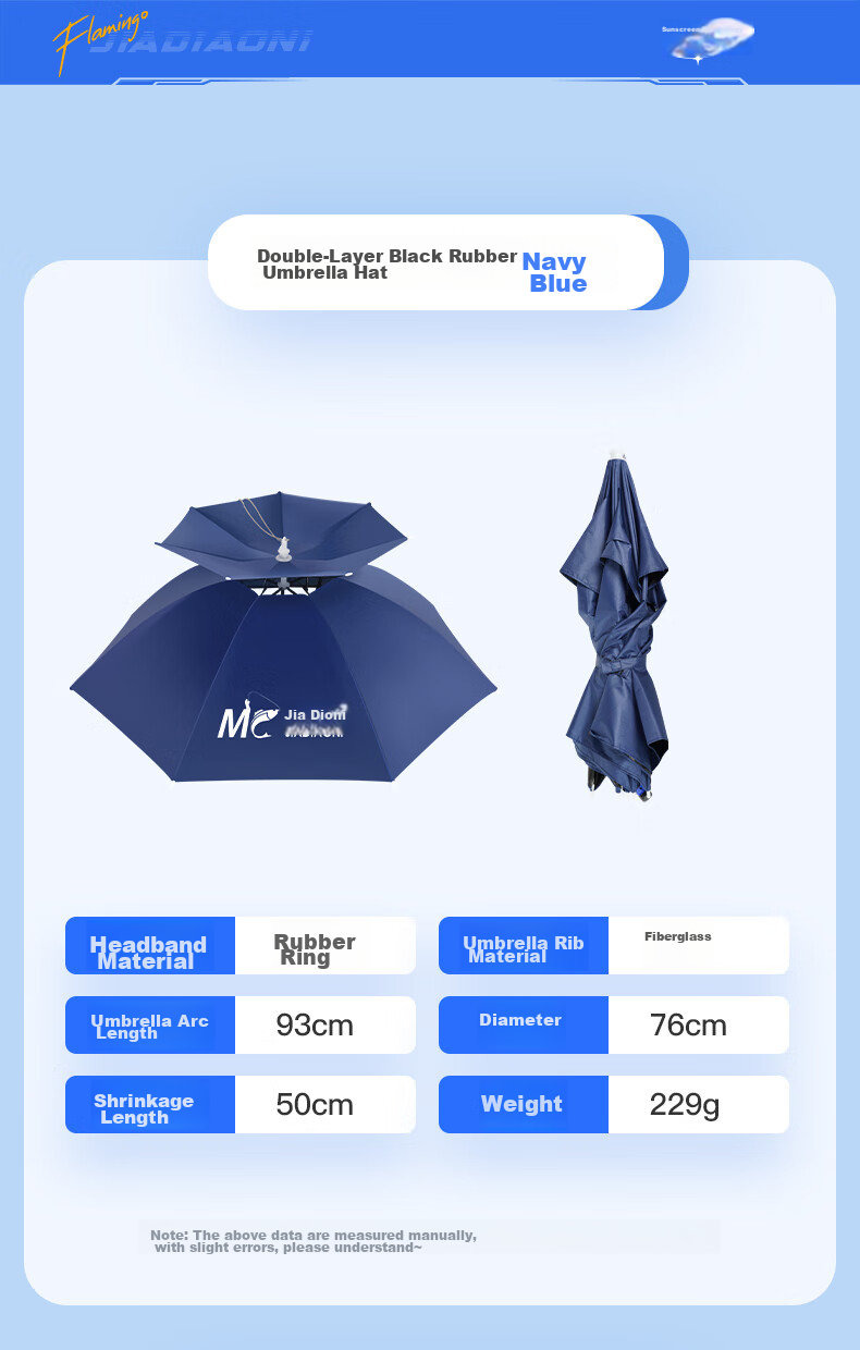 JIADIAONI Head-Mounted Fishing Umbrella Hat, Rain Umbrella, Head-Top Umbrella Hat with Head, Fishing Umbrella for Sun Protection And Rain Protection, Conical Hat 0.93 9
