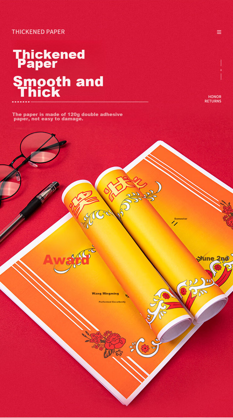 COMIX A4 50 Sheets Award Certificate Inner Pages (Blank Coated Paper) 128g Thick Coated Paper for Students and Teachers EC710 5