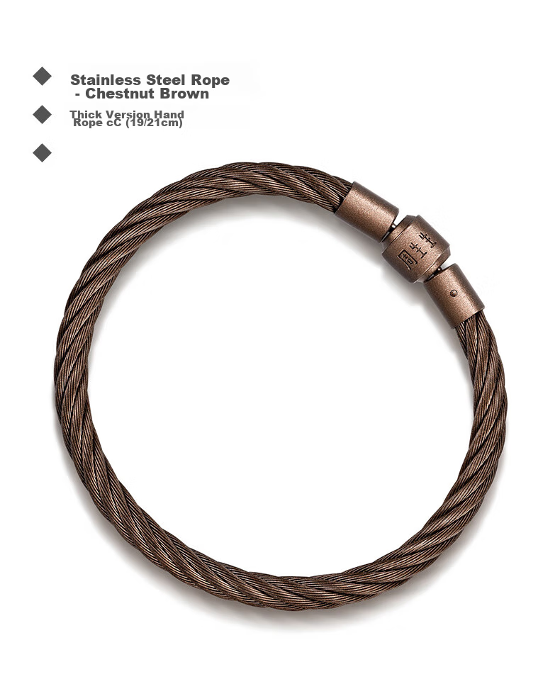 CHOW SANG SANG [Cousu] Chestnut Brown Bracelet, CharmeXL Beaded Cord, 5mm Thick Stainless Steel Cord, CC19 6