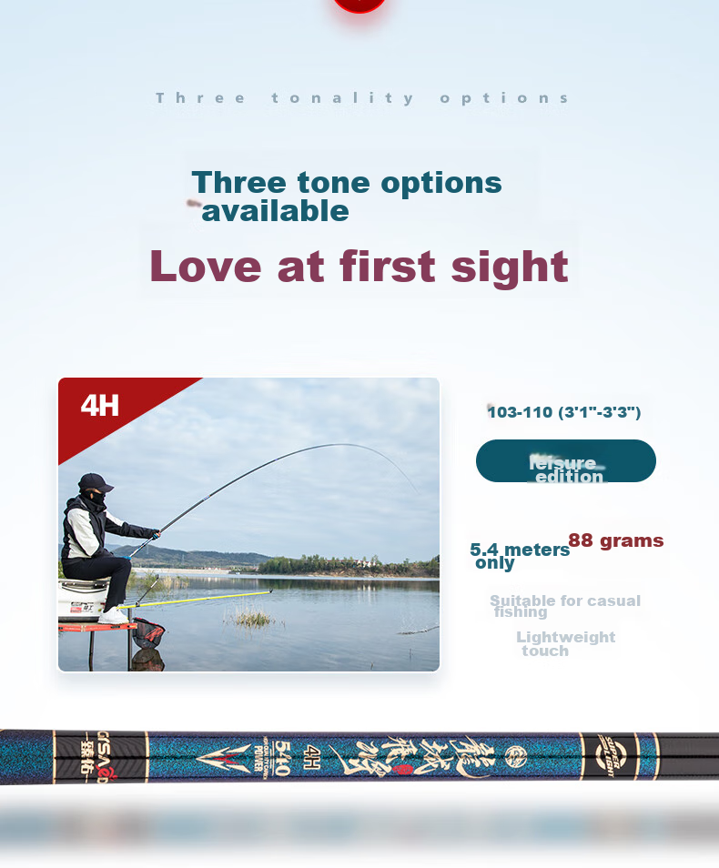 Grsaed Longcheng Feijiang 4.5m 4H Fishing Rod, Handheld Rod, 28-Section Telescopic Rod, Carbon Fiber Ultra-Light Ultra-Hard Crucian Carp Rod Set 4