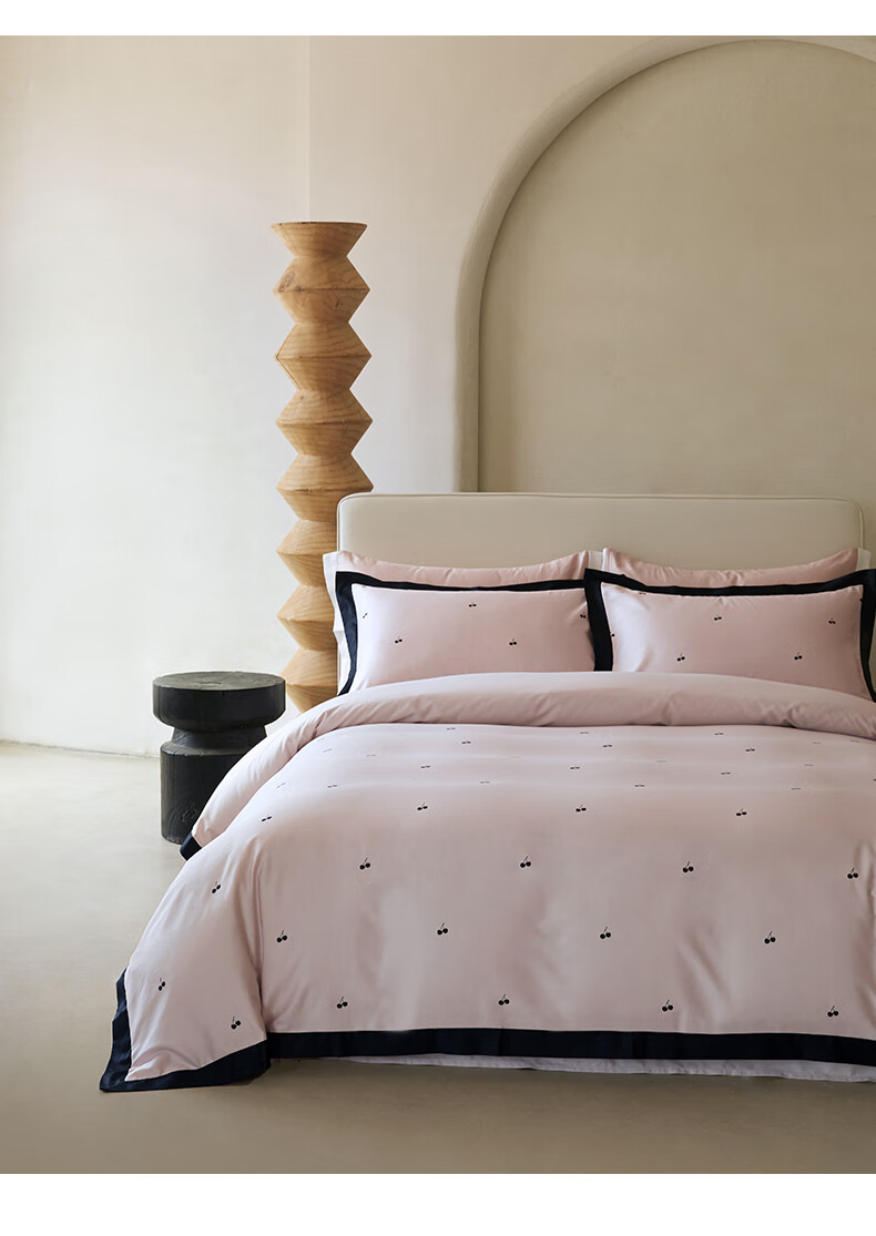 MIDO HOUSE Mingdu 60s Pro Long-Staple Cotton Bedding Set, Pure Cotton Duvet Cover And Bedding, Cherry Color, Single Bed Sheet Style for 1.8m Bed 3