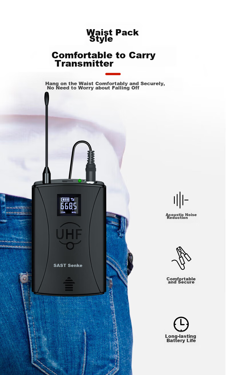 SAST OK-12 Professional Wireless Microphone System, Dual-Channel Microphone for Home Karaoke, Stage Performance, KTV Singing, Wedding Ceremonies, Meetings, U-Segment Professional Dual-Channel Microphone [Head-Mounted] 7