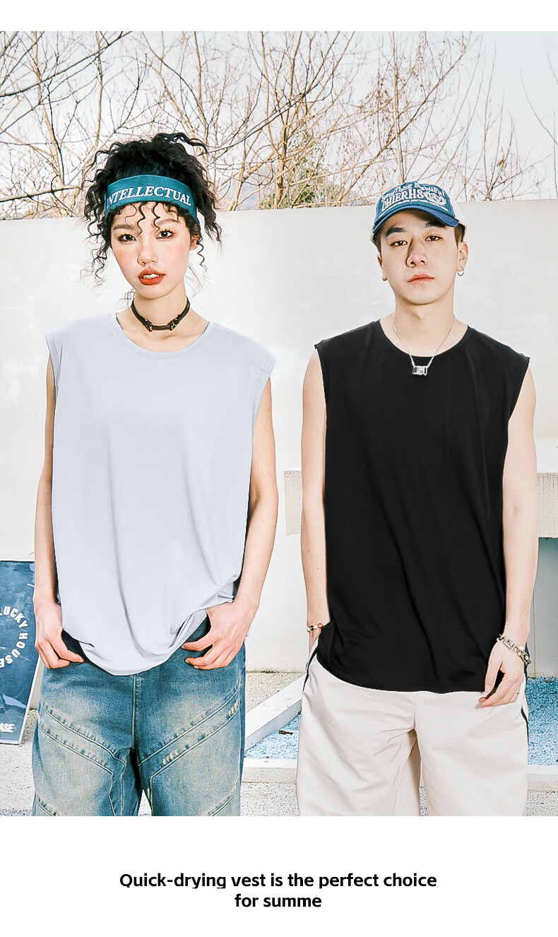 GENIOLAMODE Men's Tank Top, Summer National Trend Printed Ice Silk Cool-Feeling Quick-Dry Breathable Sleeveless American-Style Men's Top, White, 2XL 4