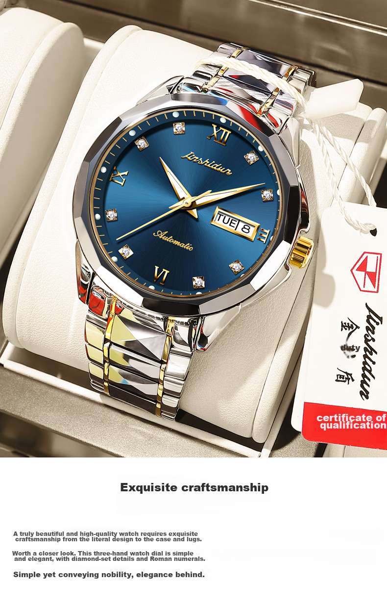 JIN SHI DUN Swiss Certified Authentic Men's Watch 26 New Automatic Mechanical Top Ten Famous Watches Birthday Gift for Husband 5