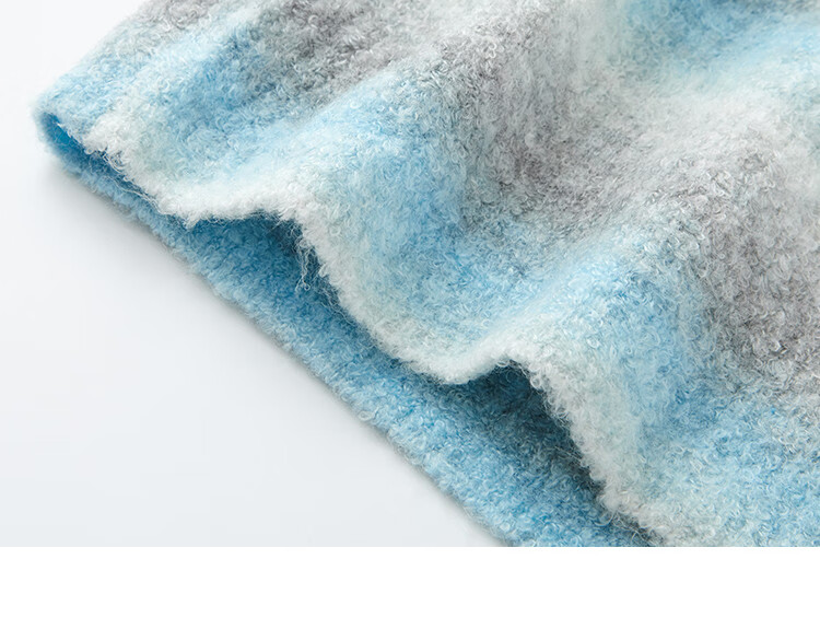 Dme [Sea Salt Layered Knit Sweater] Winter Style Artistic Healing Gray-Blue Gradient Soft Sweater for Women, Blue-Gray, S 19