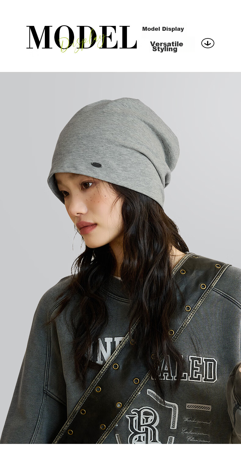 CACUSS Women's Postpartum Hat, Spring And Autumn Cotton Sleep Cap, Thin Head Wrap, Slouchy Hoodie, Cold Weather Cap, Black Medium 24