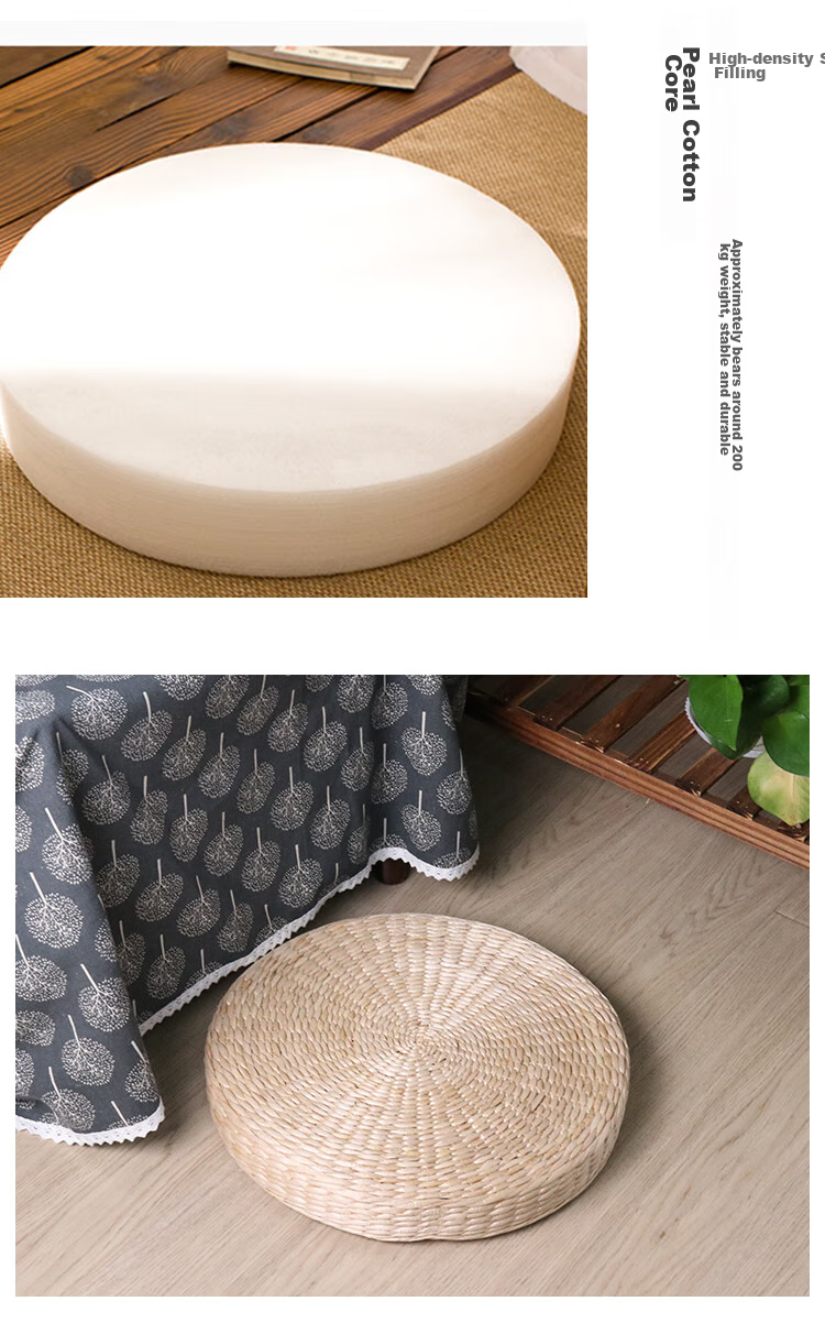 TaTanice Meditation Cushion, Handmade Thickened Round Zazen Mat, Floor Tatami Seat Pad, 40*40*5cm 6