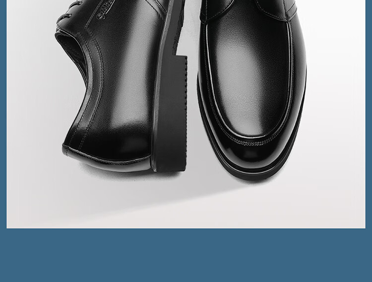 Goldlion Men's Shoes, Business Formal Shoes, Comfortable Breathable Wear-Resistant Simple Fashion Leather Shoes, 53371088201A-Black Size 39 5