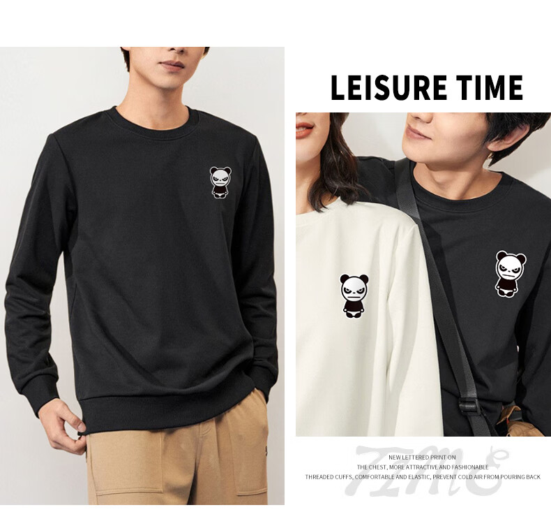 HIPANDA Men's Sweatshirt, Autumn Casual Round Neck Trendy Printed Pullover, Loose-Fitting Top for Men, Black, Size L 10