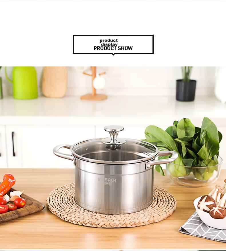 KOBACH 304 Stainless Steel Soup Pot, Double-Handled Stew Pot with Visible Lid, 22cm, Compatible with Induction And Gas Stoves, TOUC22A1 10