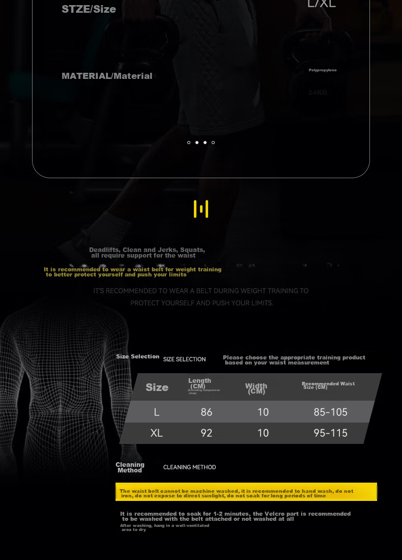 Li-Ning Fitness Waist Support Belt for Men, Deadlift Squat Powerlifting Training Specialized Sports Weightlifting Professional Support L 8
