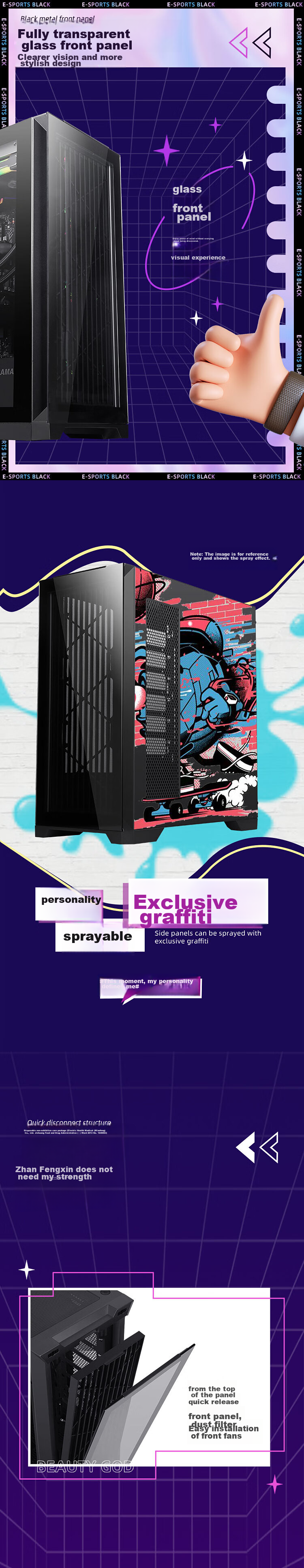 SAMA Illusion White Gaming PC Case, 270° Panoramic View/double-Sided Glass/quick-Release Design/ATX Motherboard Support/360mm Water Cooling Support/10 Fan Positions 2