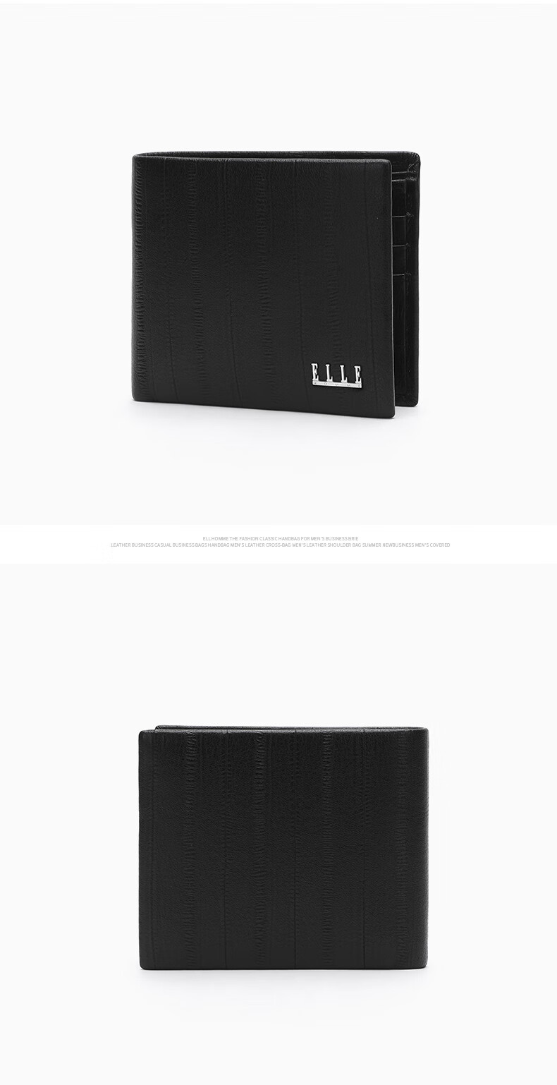 ELLE HOMME Men's Short Wallet, Top-Grain Leather Multifunctional Card Holder, Horizontal Style Billfold 2120, Birthday Gift for Me 8
