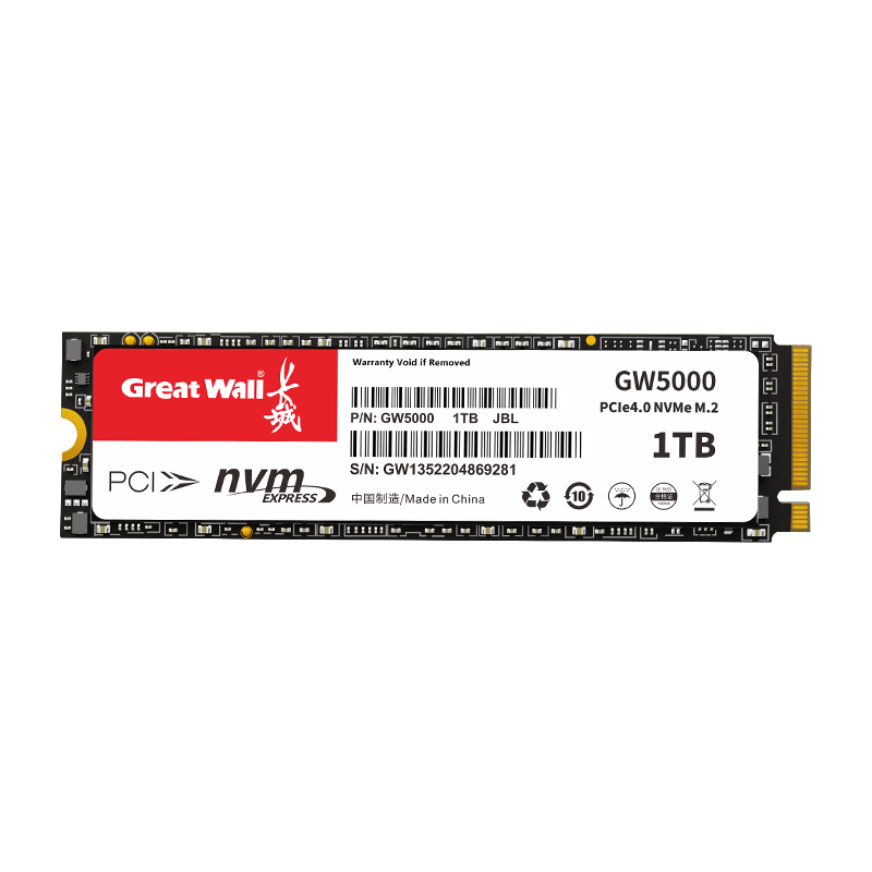 Great Wall 1TB SSD Solid State Drive, M.2 Interface (NVMe Protocol), PCIe 4.0x4, GW5000 Series