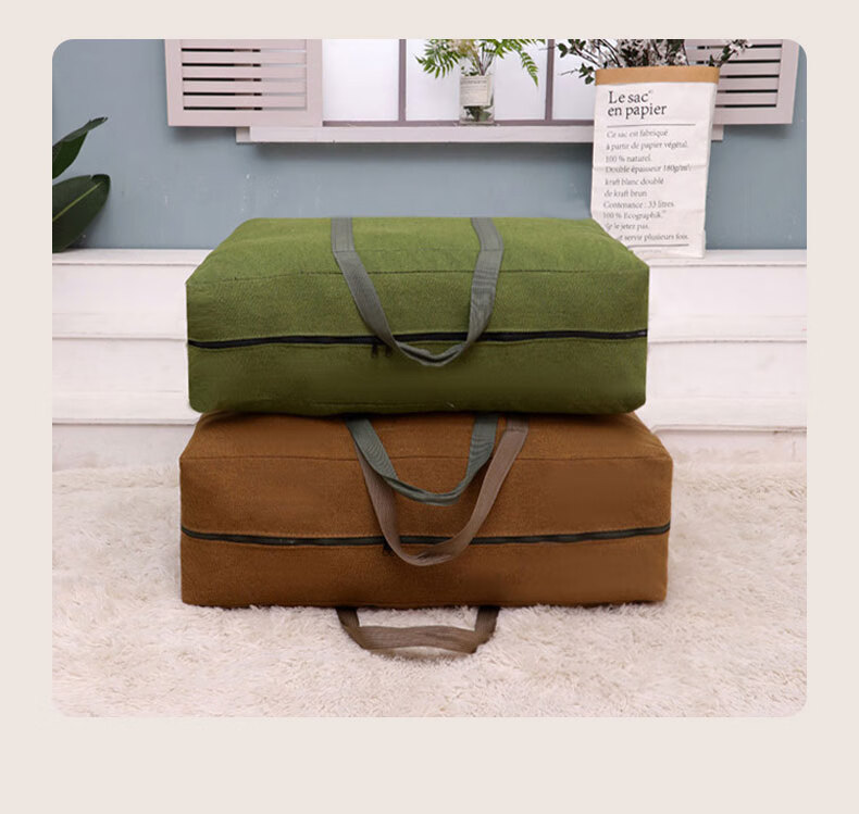 Pangdaidai Extra Large Moving Bag, Thickened Wear-Resistant Canvas Zipper Packing Bag, Quilt Storage Bag, 75*23*50cm 9