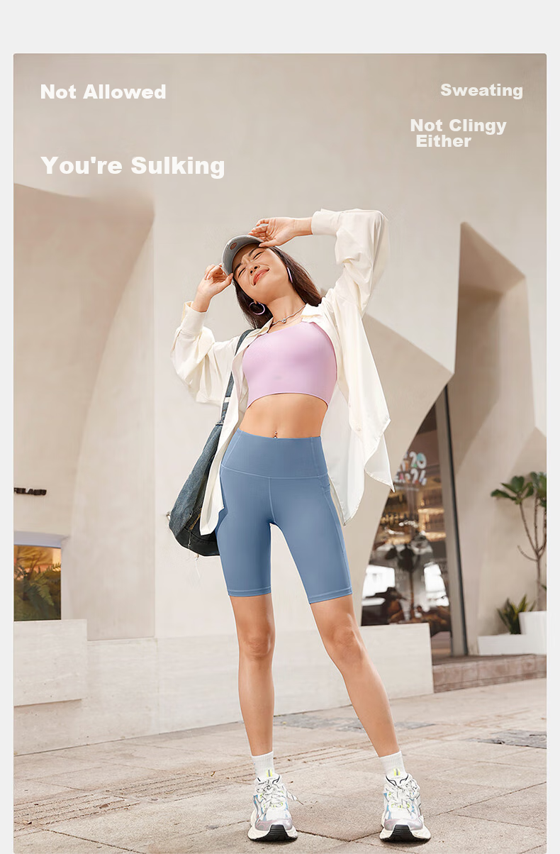 VFU Xingqing Five-Minute Yoga Shorts, Outdoor Sports Cycling Pants, High-Waisted Butt-Lifting Tight Shorts, Linen Color, Size S 8