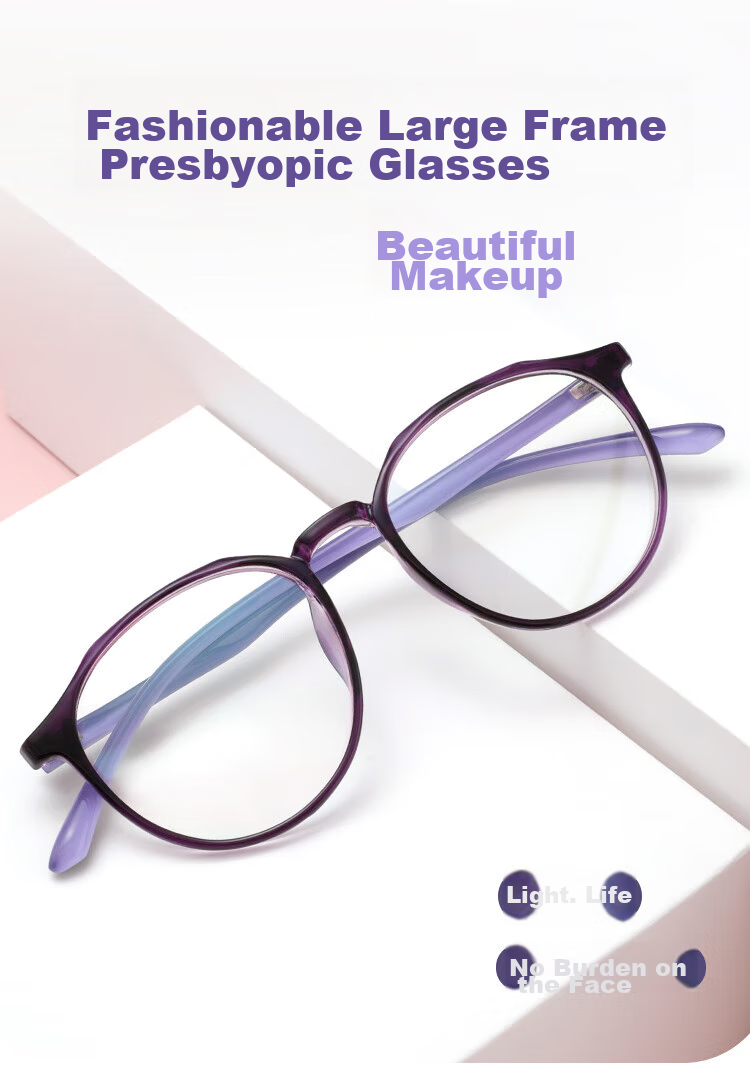 Nianqingtai Women's Fashionable Full-Frame TR90 Comfortable High-Definition Ultra-Light Imported Reading Glasses D686 + 4.00 Diopters for Presbyopia 1