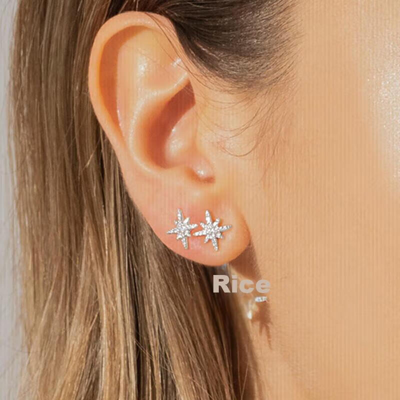 APM Monaco Hexagram Asymmetric Stud Earrings, Luxurious And Elegant Jewelry, Gift for Girlfriend Or Wife