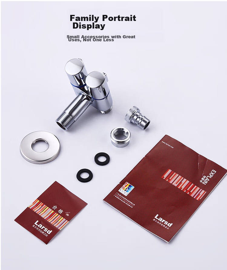 Larsd Angle Valve One-To Dual-Use Angle Valve, Triangular Valve, Eight-Shaped Valve, Washing Machine Faucet, One Inlet Two Outlets LX114T 14