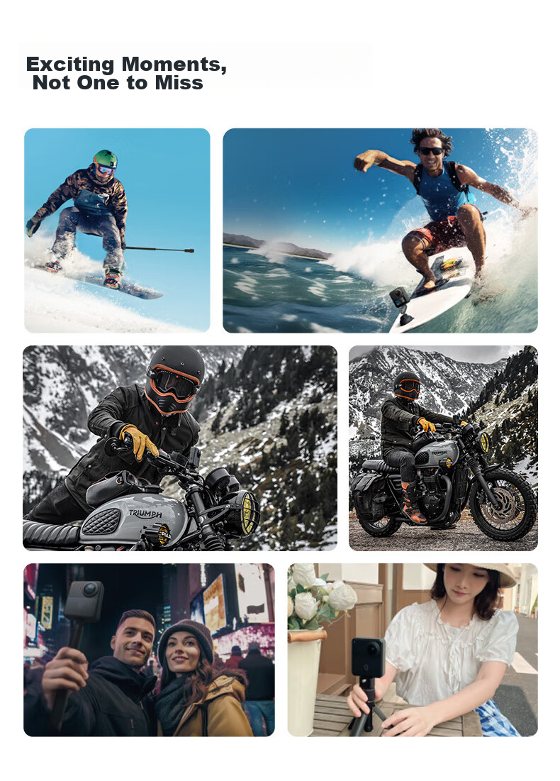 KanDao Sees QooCam3 Panoramic Action Camera, 5.7K High-Definition Anti-Shake Waterproof Action Camera for Vlogging, Skiing, Diving, Outdoor Activities, And Motorcycle Riding 41