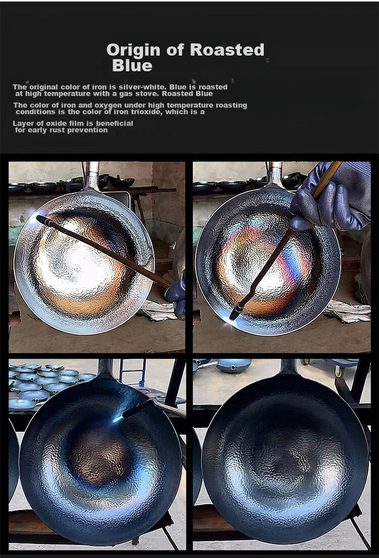 Gesidun Zhangqiu Wok, Traditional Cast Iron, Authentic Home Cooking Pan, Non-Coated Non-Stick Pan for Gas Stove, Mirror Finish Style, 34cm 11