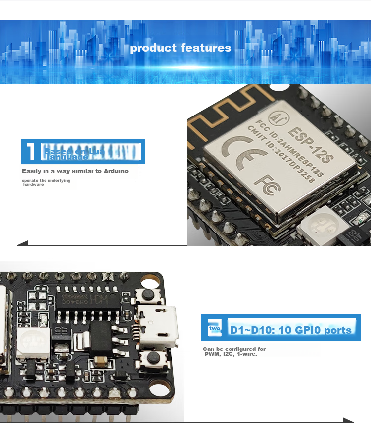 Diushitou NodeMCU Development Board ESP8266 Module Serial to WiFi Wireless Module Lua Firmware IoT Main Control Board CH340 Chip 2