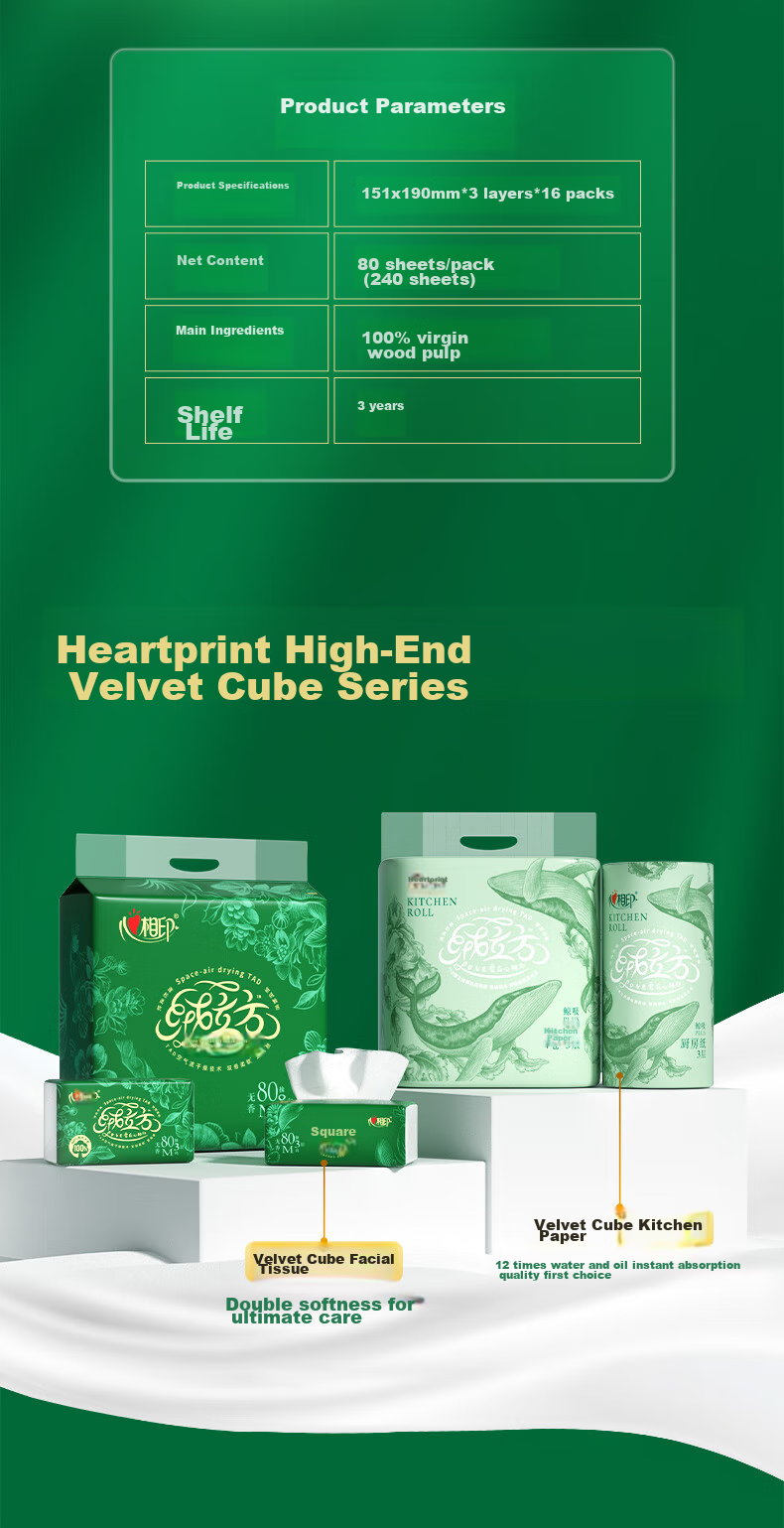 Mind Act Upon Mind Facial Tissues, Ronglifang Series, 80 Sheets*6 Packs, M Size Extra Thick, Strong Absorbency 11