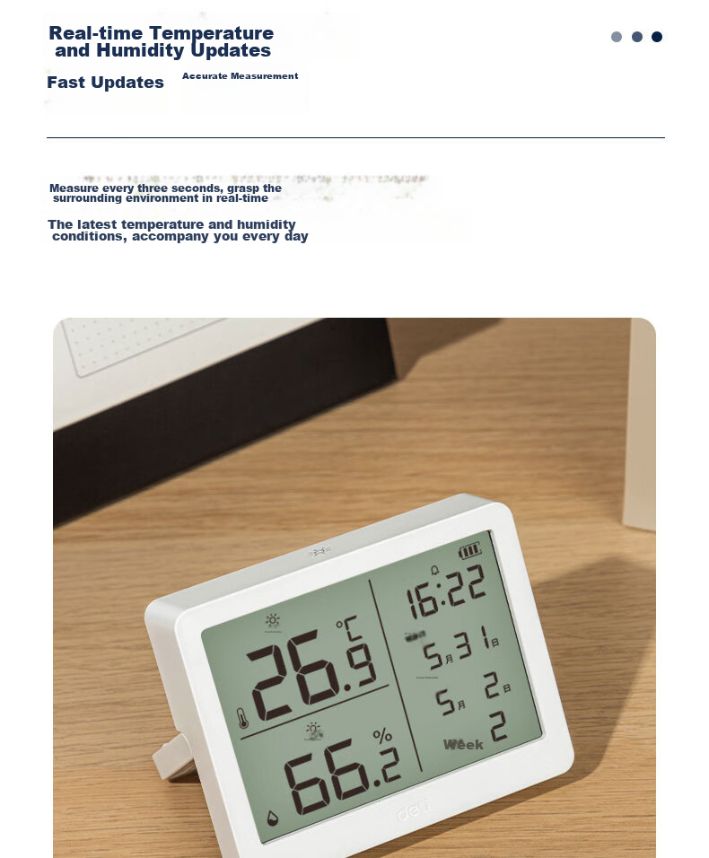 Deli Indoor Temperature And Humidity Meter, LCD Electronic Thermometer And Hygrometer, Gift for Elderly And Children, Birthday Present with Alarm Function, Baby Room Office Supplies, White LE503-WH 11