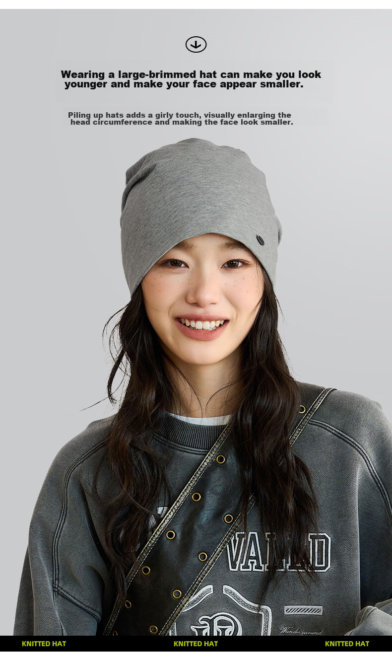 CACUSS Women's Postpartum Hat, Spring And Autumn Cotton Sleep Cap, Thin Head Wrap, Slouchy Hoodie, Cold Weather Cap, Black Medium 17
