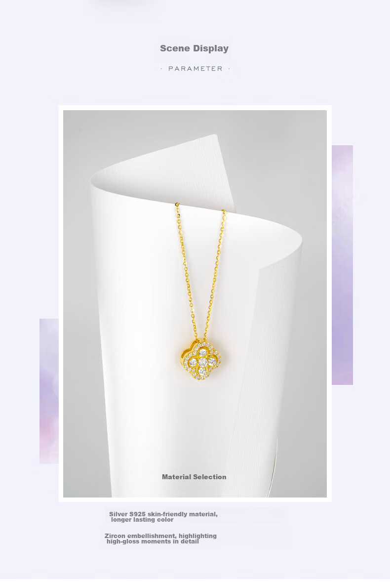 CHOW TAI SENG Four-Leaf Clover Necklace Silver Necklace for Women, 2026 New Light Luxury High-End Birthday Gift for Girlfriend Or Best Friend 6