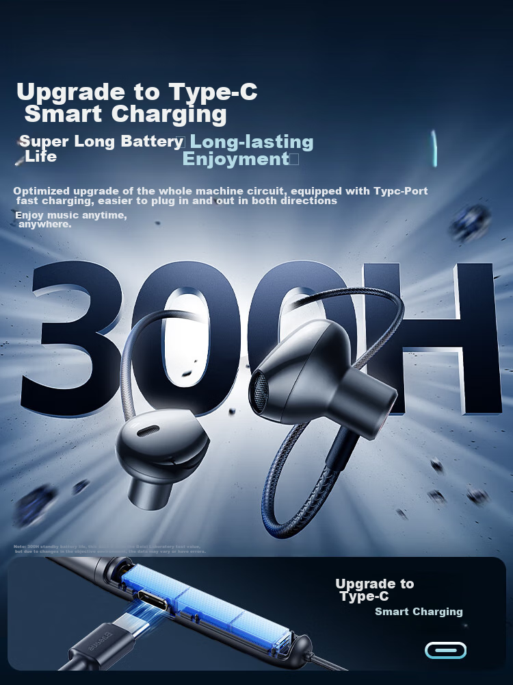 Baseus P1 Upgraded Neckband Bluetooth Earphones with Long Battery Life for Running, Wireless Noise-Cancelling Headphones Compatible with Apple, Huawei, Vivo, Honor, OPPO Phones 2