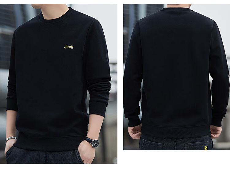JEEP Men's Sweatshirt, Loose-Fitting Long-Sleeve T-Shirt, Round Neck Trendy Clothing for Men, Army Green, XL 22