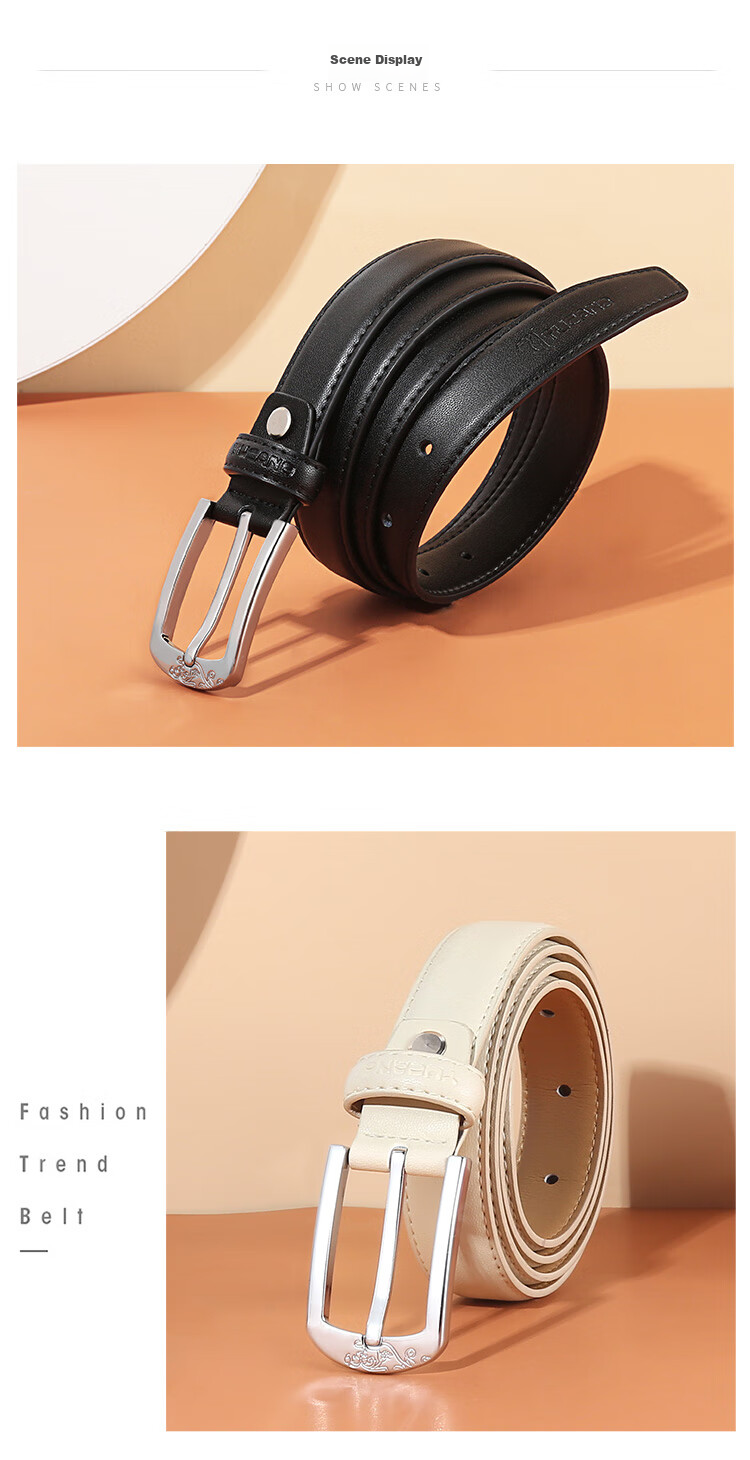 TUCANO Leather Women's Belt, Decorative And Practical Waistband, Korean-Style Simple And Unique Pin Buckle, Embossed Pattern, Birthday And 520 Gift 8