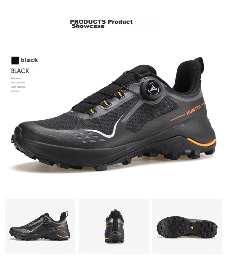 HUMTTO Mesh Hiking Shoes with Rotary Buckle Quick-Release System, Men's Outdoor Comfortable Breathable Trekking Shoes, Dark Gray/black, Size 40 8