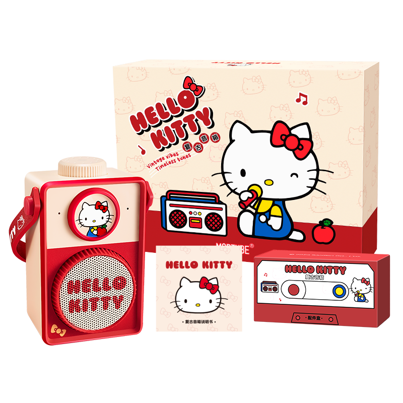 MARtube Hello Kitty Retro Bluetooth Speaker, Kawaii Collaboration Series, Creative Wedding Practical Gift for Women And Girls, Birthday Present for Girlfriend