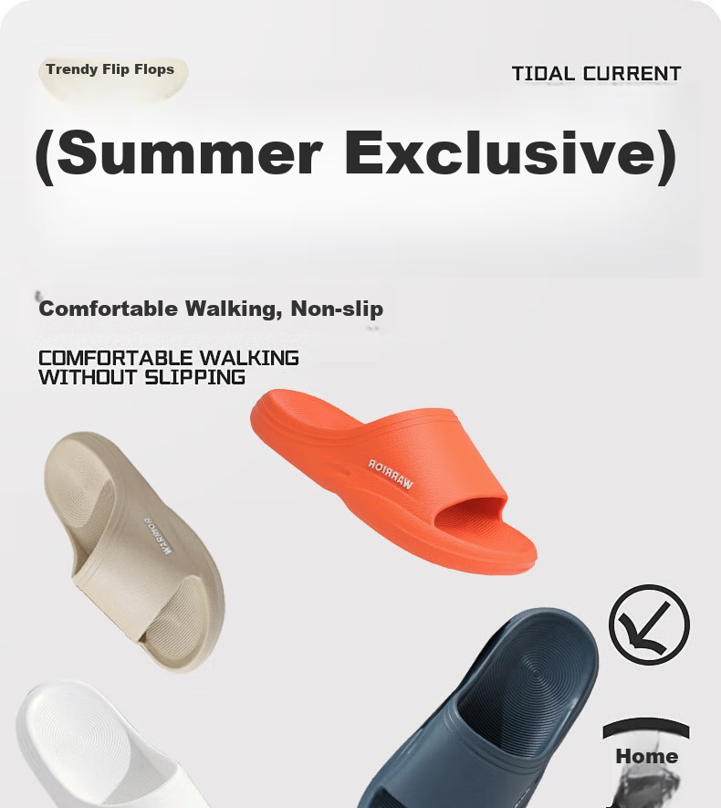 Huili Men's Slippers, Sports Bathroom Indoor And Outdoor Wear, Non-Slip Thick-Soled Sandals, HL0273 Orange Color, Size 44-45 1