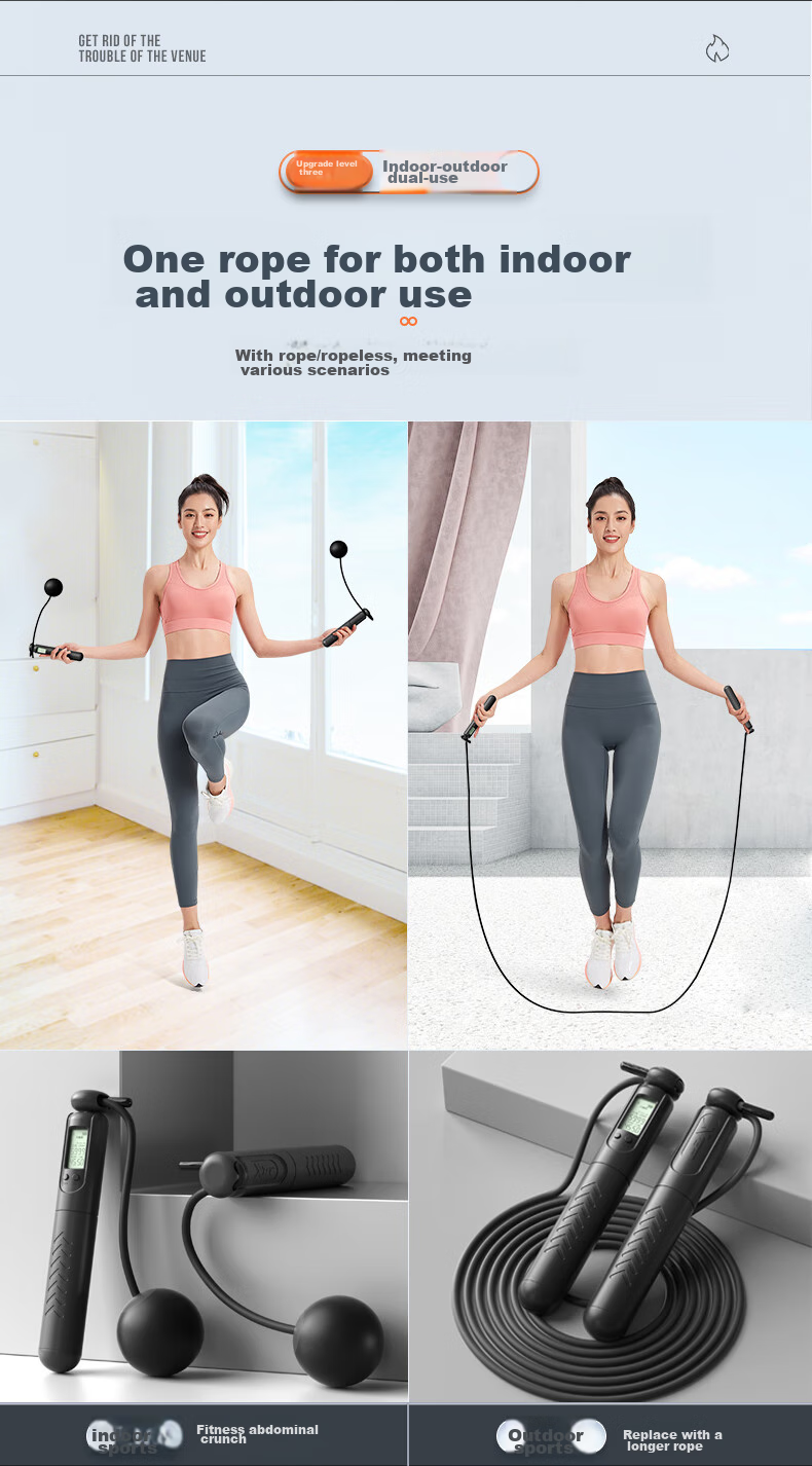 XTEP Jump Rope Counter for Exams, Adult And Children's Sports Equipment, Cordless Weight Loss Fitness Training Gear for Elementary School Students 7