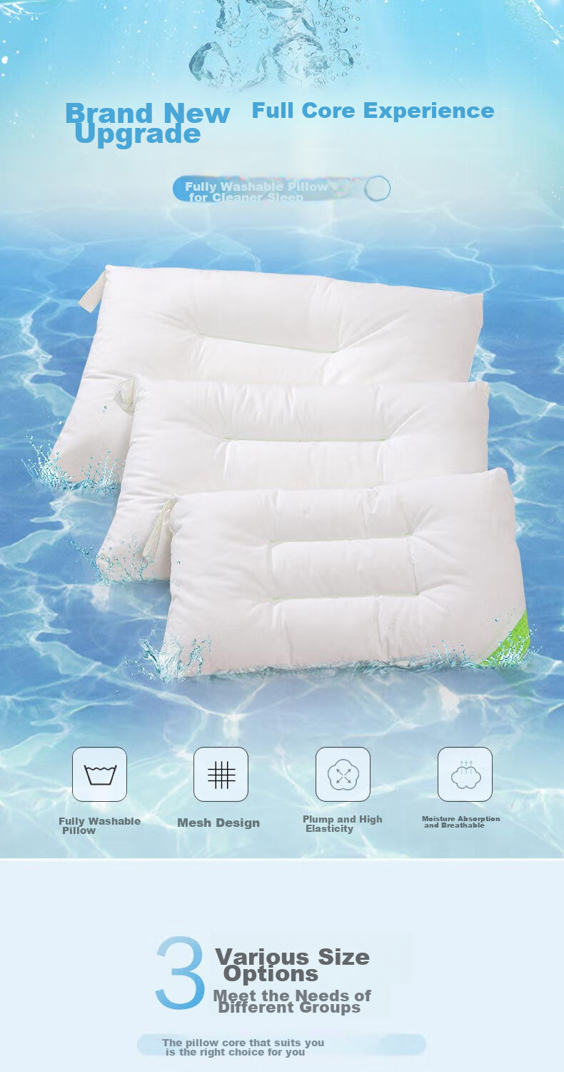 FUANNA Pillow Core for Students, Washable Cotton Pillow Cover, Student Style, 60*38cm 1