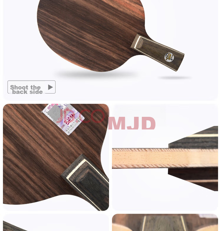 729 Table Tennis Blade, Table Tennis Racket Straight Handle, Gai Shi Black Ebony 5-Layer Pure Wood Offensive Type 6