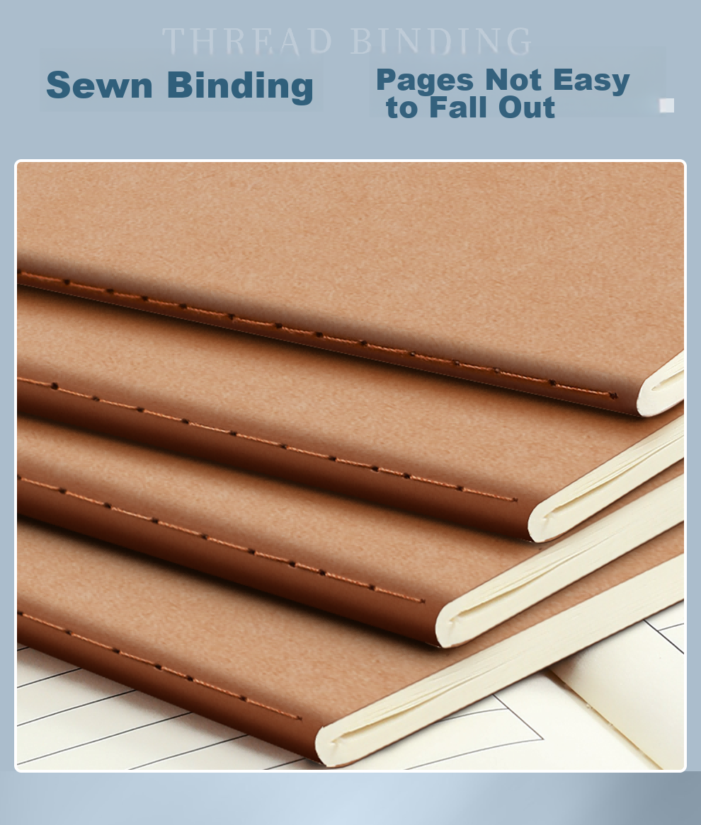 Jiaranheng 5-Pack B5 Thick Notebooks, Large Kraft Paper with Thread Binding, Simple Journal, 16K Stitched Notebook, Diary, Business Meeting Record Book, Customizable 5