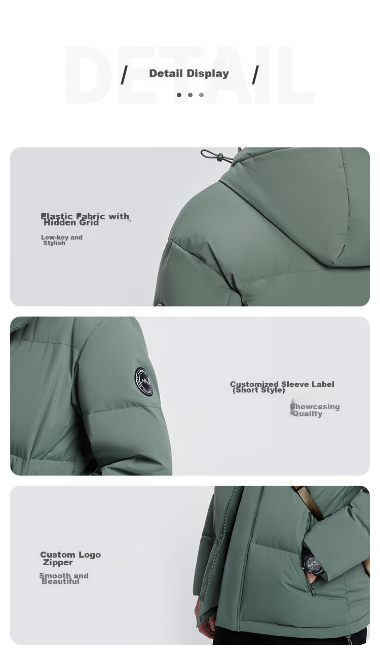 JD Original down Jacket for Men, Duck Down Thickened Cold-Resistant Workwear Puffer Coat Water-Repellent Winter Mid-Length Black Coat Size S 16