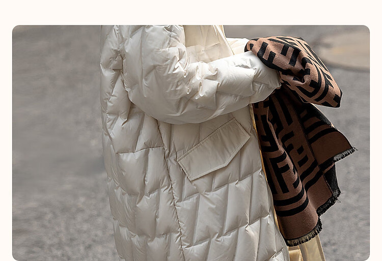 Dme [Yingfengsuixue] Winter 400T Spring Yafang Geometric Pressure-Laminated 90% Duck Down Hooded Warm down Jacket for Wome 4