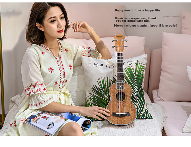 MOSEN MUS800 Ukulele, Classic All-Peach Wood Mini Guitar, 21 Inches 18