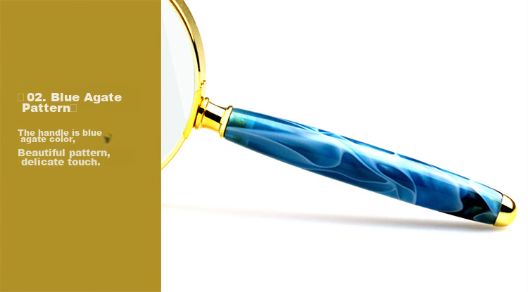 MIXOUT Handheld High-Definition Magnifying Glass for Reading Books And Newspapers, Appreciation of Art, Gold-Edged Blue-Striped Magnifier 6