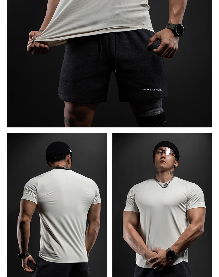 Monster Guardians Men's Sports Fitness Shirt Original Yarn Quick-Dry T-Shirt Lightweight Breathable Basic Running Training Short Sleeve Charcoal Black XL 25